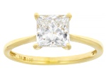 Certified Princess Cut White Lab-Grown Diamond H SI 10K Yellow Gold Solitaire Ring 1.50ct