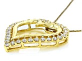 Round White Lab-Grown Diamond G-H SI1 10K Yellow Gold Heart Slide Pendant With Chain 0.75ctw