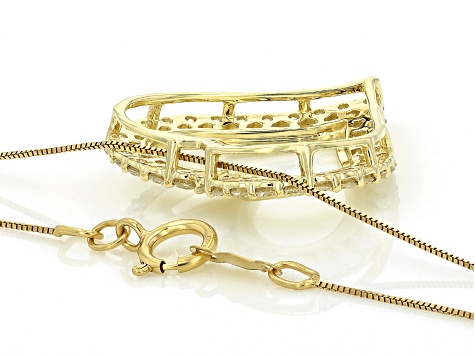 Round White Lab-Grown Diamond G-H SI1 10K Yellow Gold Heart Slide Pendant With Chain 0.75ctw
