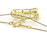 Round White Lab-Grown Diamond G-H SI1 10K Yellow Gold Heart Slide Pendant With Chain 0.75ctw