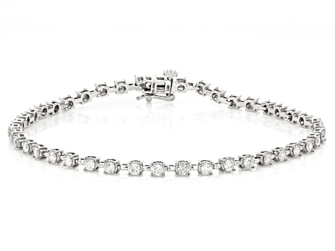 Round White Lab-Grown Diamond G-H SI1 10K White Gold Tennis Bracelet 1.50ctw