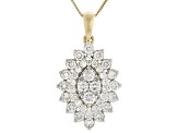 Round White Lab-Grown Diamond G-H SI1 10K Yellow Gold Cluster Pendant With Chain 1.00ctw