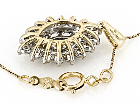 Round White Lab-Grown Diamond G-H SI1 10K Yellow Gold Cluster Pendant With Chain 1.00ctw