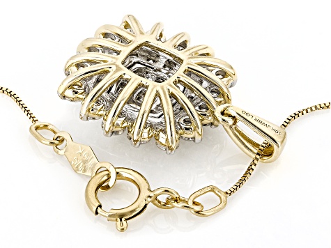 Round White Lab-Grown Diamond G-H SI1 10K Yellow Gold Cluster Pendant With Chain 1.00ctw