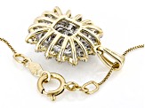 Round White Lab-Grown Diamond G-H SI1 10K Yellow Gold Cluster Pendant With Chain 1.00ctw