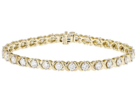 Round White Lab-Grown Diamond G-H SI1 10K Yellow Gold Tennis Bracelet 5.00ctw