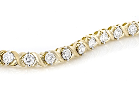 Round White Lab-Grown Diamond G-H SI1 10K Yellow Gold Tennis Bracelet 5.00ctw