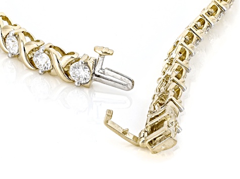Round White Lab-Grown Diamond G-H SI1 10K Yellow Gold Tennis Bracelet 5.00ctw
