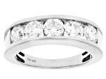 Round White Lab-Grown Diamond G-H SI Rhodium Over Sterling Silver Band Ring 1.80ctw