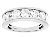 Round White Lab-Grown Diamond G-H SI Rhodium Over Sterling Silver Band Ring 1.80ctw