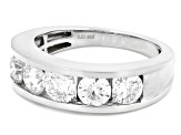 Round White Lab-Grown Diamond G-H SI Rhodium Over Sterling Silver Band Ring 1.80ctw