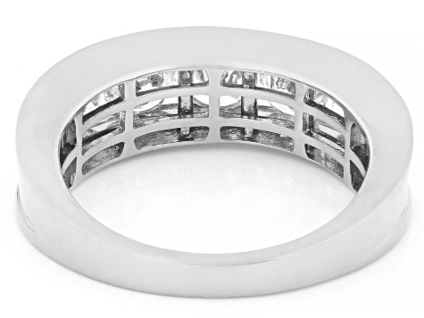 Round White Lab-Grown Diamond G-H SI Rhodium Over Sterling Silver Band Ring 1.80ctw