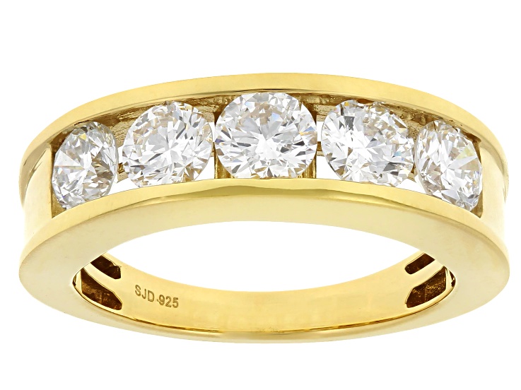 Round White Lab-Grown Diamond G-H SI 14K Yellow Gold Over Sterling Silver Band Ring 1.80ctw
