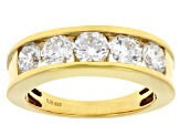 Round White Lab-Grown Diamond G-H SI 14K Yellow Gold Over Sterling Silver Band Ring 1.80ctw