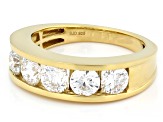 Round White Lab-Grown Diamond G-H SI 14K Yellow Gold Over Sterling Silver Band Ring 1.80ctw