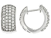 Round White Lab-Grown Diamond G-H SI Rhodium Over Sterling Silver Huggie Earrings 0.90ctw
