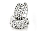 Round White Lab-Grown Diamond G-H SI Rhodium Over Sterling Silver Huggie Earrings 0.90ctw