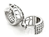 Round White Lab-Grown Diamond G-H SI Rhodium Over Sterling Silver Huggie Earrings 0.90ctw