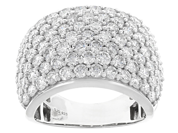 Round White Lab-Grown Diamond G-H SI Rhodium Over Sterling Silver Ring 4.25ctw