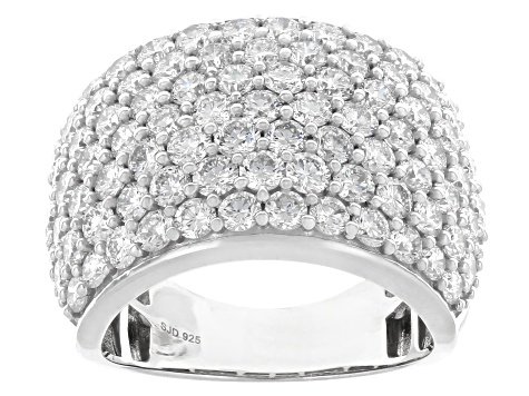 Round White Lab-Grown Diamond G-H SI Rhodium Over Sterling Silver Ring 4.25ctw