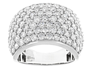 Round White Lab-Grown Diamond G-H SI Rhodium Over Sterling Silver Ring 4.25ctw