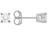 Round White Lab-Grown Diamond F-G VS2 Rhodium Over Sterling Silver Solitaire Stud Earrings 1.00ctw