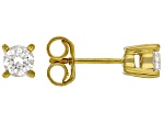 Round White Lab-Grown Diamond F-G VS2 14K Yellow Gold Over Silver Solitaire Stud Earrings 1.00ctw