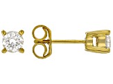 Round White Lab-Grown Diamond F-G VS2 14K Yellow Gold Over Silver Solitaire Stud Earrings 1.00ctw