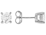 Round White Lab-Grown Diamond F-G VS2 Rhodium Over Sterling Silver Solitaire Stud Earrings 2.00ctw