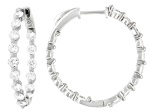 Round White Lab-Grown Diamond F-G VS2 Rhodium Over Sterling Silver Inside-Out Hoop Earrings 3.00ctw