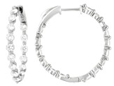 Round White Lab-Grown Diamond F-G VS2 Rhodium Over Sterling Silver Inside-Out Hoop Earrings 3.00ctw