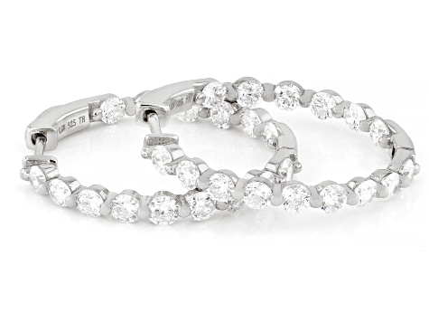 Round White Lab-Grown Diamond F-G VS2 Rhodium Over Sterling Silver Inside-Out Hoop Earrings 3.00ctw