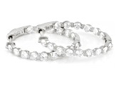Round White Lab-Grown Diamond F-G VS2 Rhodium Over Sterling Silver Inside-Out Hoop Earrings 3.00ctw