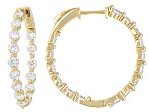 Round White Lab-Grown Diamond F-G VS2 14K Yellow Gold Over Silver Inside-Out Hoop Earrings 3.00ctw