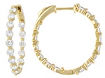 Round White Lab-Grown Diamond F-G VS2 14K Yellow Gold Over Silver Inside-Out Hoop Earrings 3.00ctw