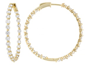 Round White Lab-Grown Diamond F-G VS2 14K Yellow Gold Over Silver Inside-Out Hoop Earrings 5.00ctw
