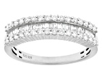 Round and Baguette Lab-Grown Diamond G-H SI Rhodium Over Sterling Silver Band Ring 0.55ctw