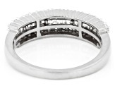 Round and Baguette Lab-Grown Diamond G-H SI Rhodium Over Sterling Silver Band Ring 0.55ctw