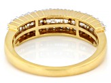Round and Baguette Lab-Grown Diamond G-H SI 14K Yellow Gold Over Sterling Silver Band Ring 0.55ctw