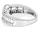 Round and Baguette Lab-Grown Diamond G-H SI Rhodium Over Sterling Silver Ring 1.00ctw