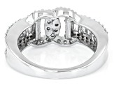 Round and Baguette Lab-Grown Diamond G-H SI Rhodium Over Sterling Silver Ring 1.00ctw