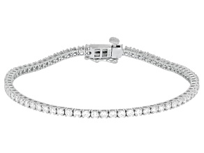 Round White Lab-Grown Diamond G-H SI Rhodium Over Sterling Silver Tennis Bracelet 3.00ctw