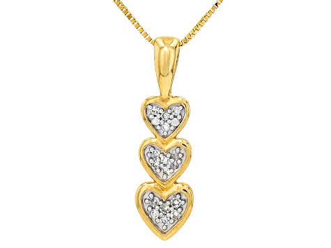 Round White Lab-Grown Diamond Accent G-H SI2 10K Yellow Gold Heart Pendant With Chain