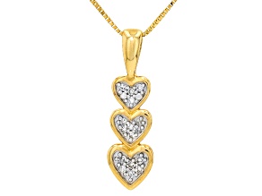 Round White Lab-Grown Diamond Accent G-H SI2 10K Yellow Gold Heart Pendant With Chain