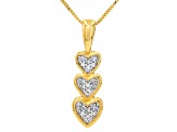 Round White Lab-Grown Diamond Accent G-H SI2 10K Yellow Gold Heart Pendant With Chain