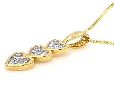 Round White Lab-Grown Diamond Accent G-H SI2 10K Yellow Gold Heart Pendant With Chain