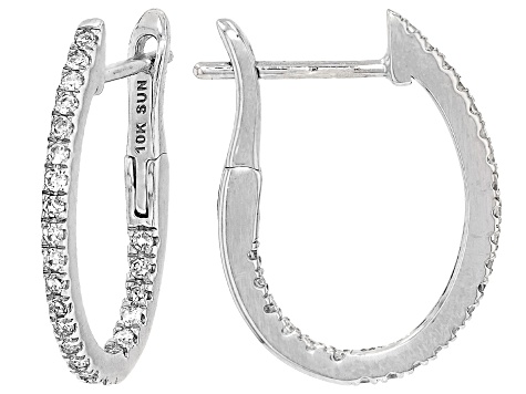 Round White Lab-Grown Diamond G-H SI2 10K White Gold Hoop Earrings 0.33ctw