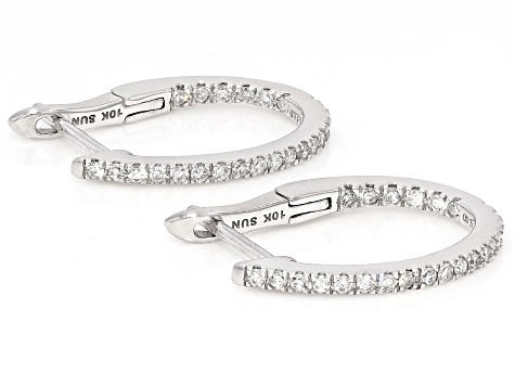 Round White Lab-Grown Diamond G-H SI2 10K White Gold Hoop Earrings 0.33ctw