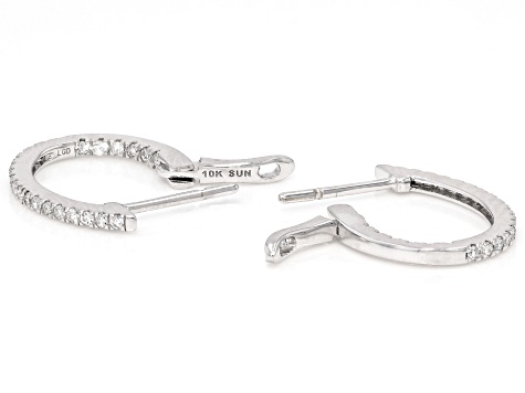 Round White Lab-Grown Diamond G-H SI2 10K White Gold Hoop Earrings 0.33ctw
