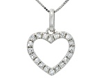Round White Lab-Grown Diamond G-H SI2 10K White Gold Heart Pendant With Chain 0.15ctw